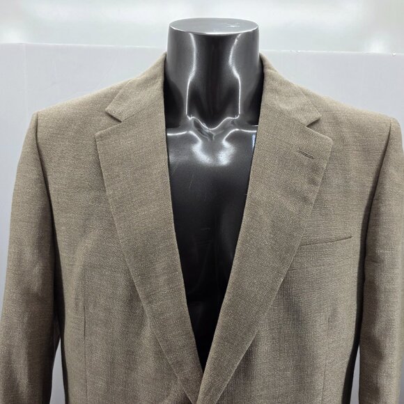 Jos A Bank Blazer Mens 44R Beige Linen Wool Sport Coat Lined 2 Button - Picture 3 of 10